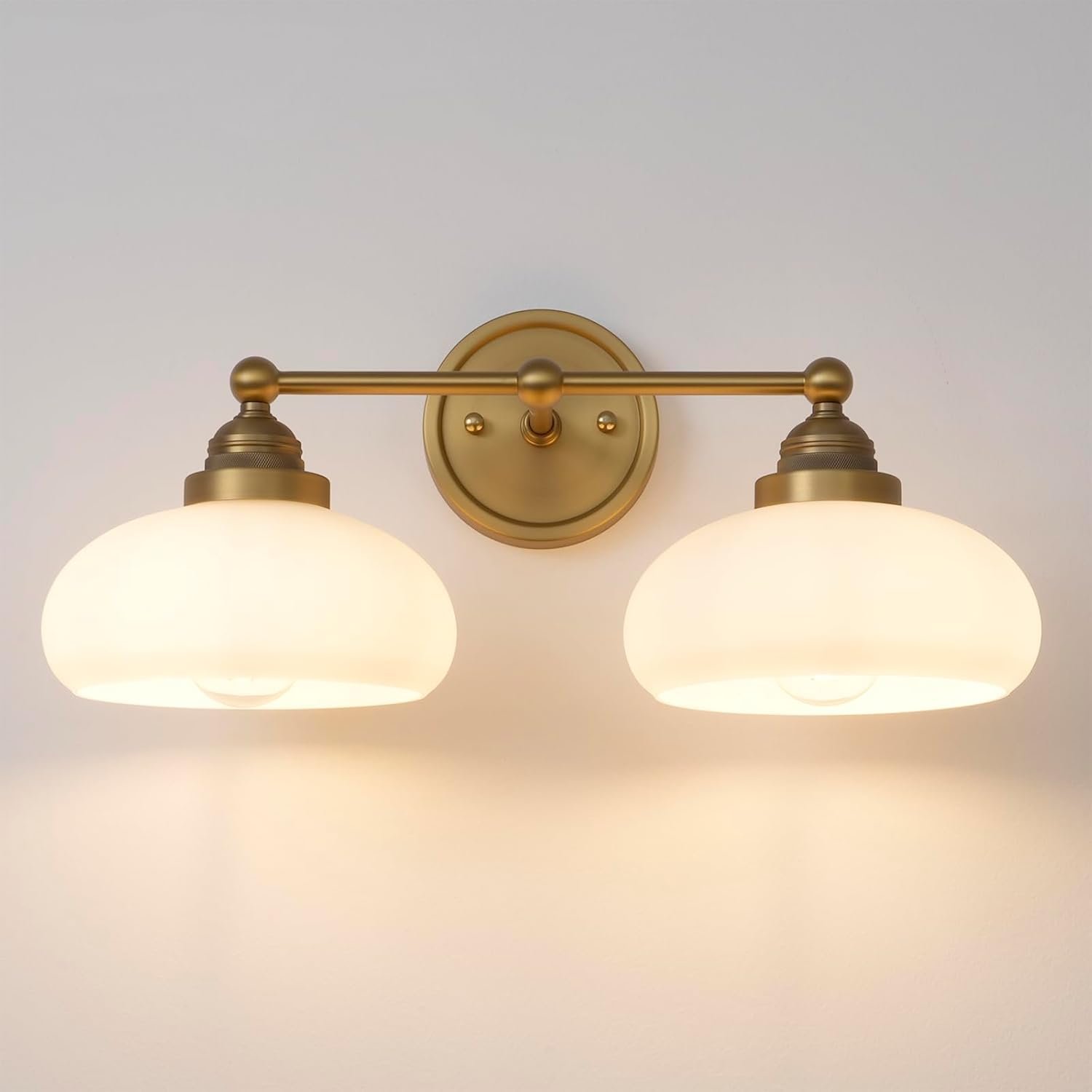 Double-Head Retro Wall Lamp (with Milky White Glass Lampshade)