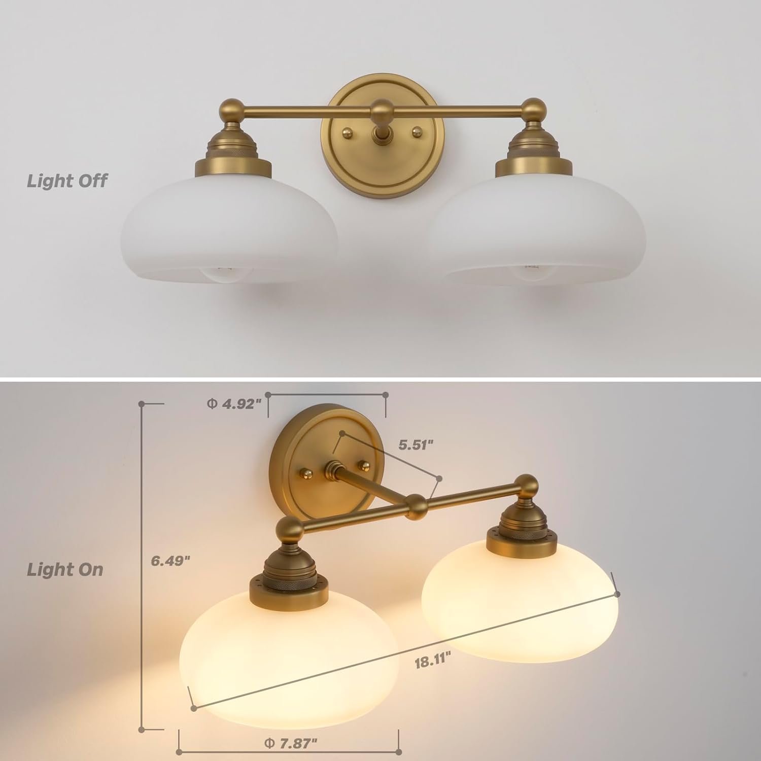 Double-Head Retro Wall Lamp (with Milky White Glass Lampshade) - Image 2