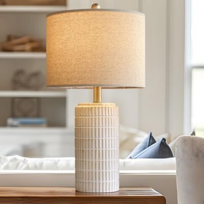 23-inch Ceramic Bedside Table Lamp