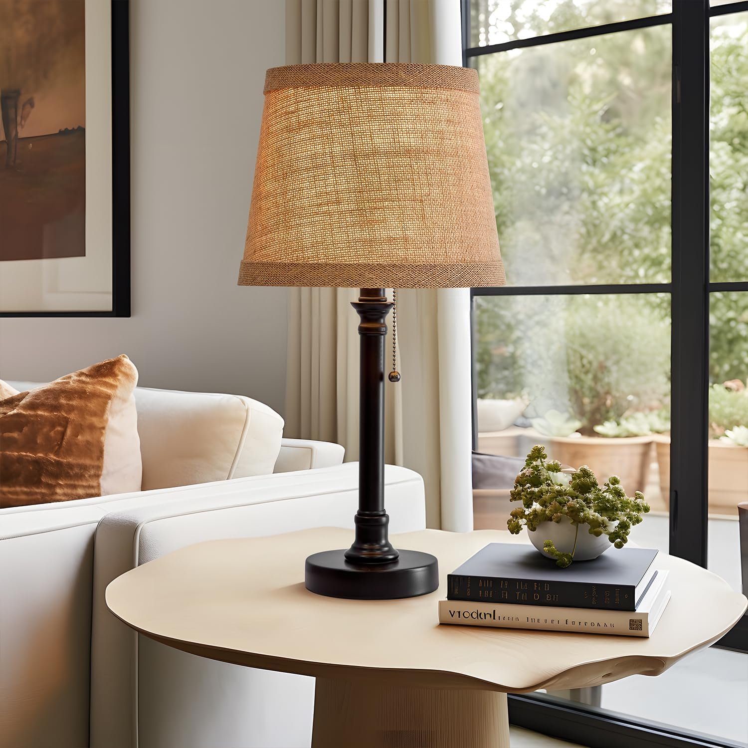 19.5-inch Black Miniature Desk Lamp (with Fabric Lampshade)