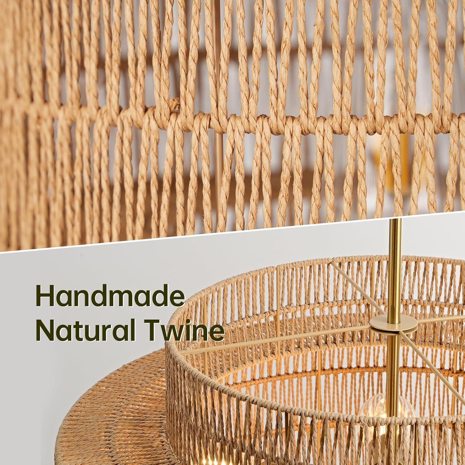 24-inch Large Bohemian Style Rattan Chandelier - Image 2
